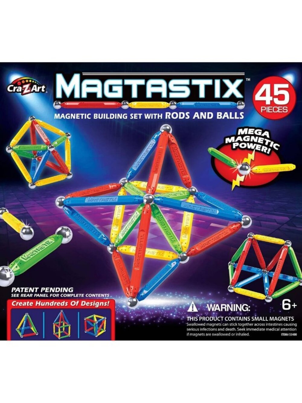 Creative Building Kit with Magnetic Balls & Rods - 45 Pieces for Ages 6